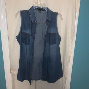 Button Down Jean Shirt (Sleeveless)